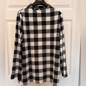 Lands' End Black and Ivory Checkers style Long Sleeve Shirt sweater 2X NWOT